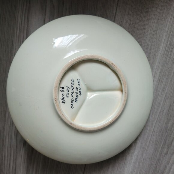 Hand-Painted Ceramic Divided Serving Dish Floral Design By Tody Made In Holland - Picture 3 of 6